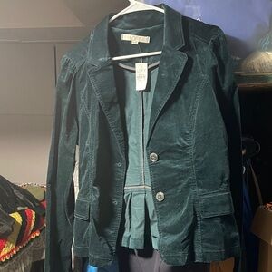 LOFT Women's Green Velvet Blazer